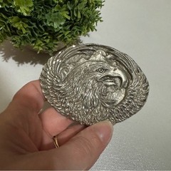 Vintage Silver Toned Metal Eagle Belt Buckle Patriotic America Biker Motocycle