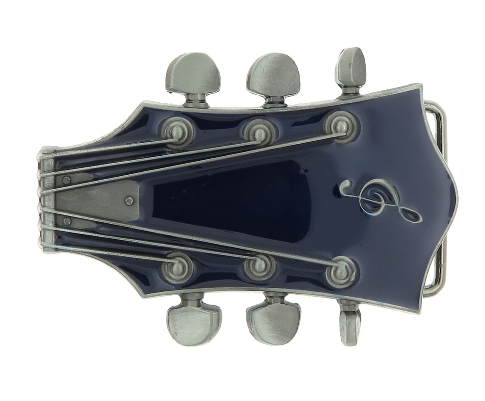 Guitar Head Music Blue Enamel Metal Belt Buckle