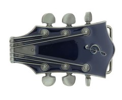 Guitar Head Music Blue Enamel Metal Belt Buckle