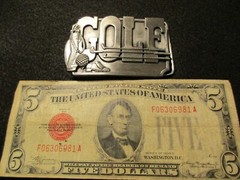 SOLID PEWTER BELT BUCKLE, « GOLF » 3-D DESIGN, SISKIYOU CO. MAN-1222*07061