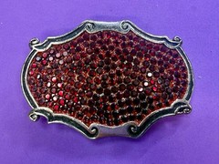 Red Rhinestone Completely Covered Womens Ladies Western Framed Belt Buckle