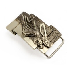 Sculptural german silver belt buckle « Free bird », german silver buckle Hawk