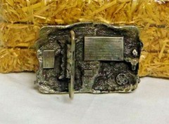 Railroads Built America 3×2.25in Locomotives pewter buckle Siskiyou Made in USA