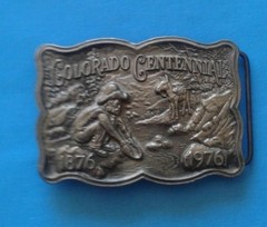 COLORADO CENTENNIAL 1876-1976 BELT BUCKLE JAMES LIND 76&prime; WYOMING STUDIO ART WORK