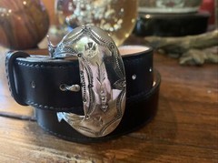Very Navajo James Reid style Sterling Silver Belt Buckle 27-30-1.25”nu belt ✅