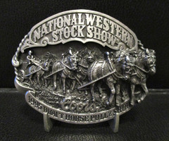 Coors Beer National Western Stock Show Belt Buckle 1995 Draft Horse Pull Show LE