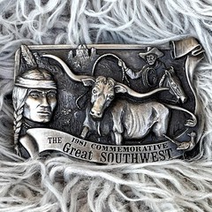 VTG Arroyo Grande Buckle Co Metal Commemorative Great Southwest Belt Buckle 2&Prime;