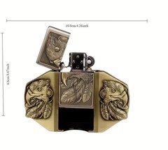 EAGLE BELT BUCKLE WITH HIDDEN FLIP-LIGHTER & Faux Leather Black Belt