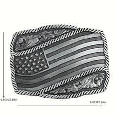 American Flag Belt Buckle, Western Cowboy, Cowgirl, Country Antique Silver Tone