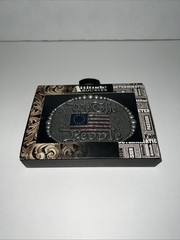 We The People Stainless Steel Heavy Duty USA Red Blue US Flag Belt Buckle