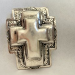 Cross Belt Buckle Ornate Christian Religious Gothic Silver metal western vintage