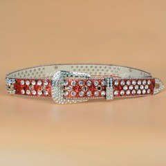 Skull Western Crystal Studded Belt Cowgirl Cowboy Rhinestone Belt For Women Men