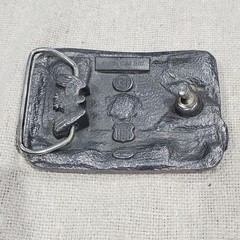VINTAGE CARPENTER BELT BUCKLE SILVER METAL C&J INC 1994 COLLECTIBLE MENSWEAR DAD