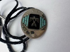Johnson & Held Ltd. Thunderbird Inlay Western Belt Buckle & Bolo Tie Set, Silver