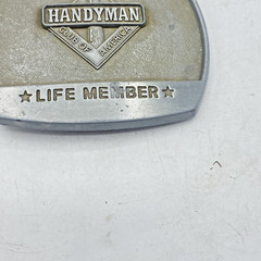 Vintage Belt Buckle Handyman Club Of America Life Member Brass Hammer 1996