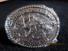 Hesston Vintage Rodeo Belt Buckle 1988 METAL Original Wrap National Finals 3×2