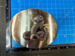 Snake Attacking Fangs Slithering Rattlesnake LARGE Silver Color NOS Belt Buckle