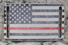 GRIP6 BELT BUCKLE – RUSTIC HERITAGE USA FIREMAN FLAG – PAINTED! – 1.5 INCH WIDE