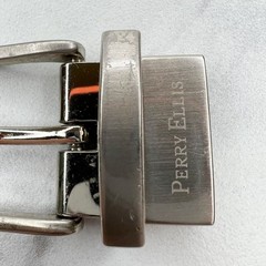 Perry Ellis Reversible Silver Tone Simple Basic Belt Buckle