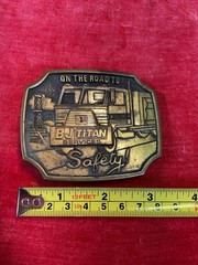 Vintage BJ Titan Services Safety Award Belt Buckle. Used Brass. See Pics & Desc