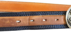 TONY LAMA LEATHER BELT NOCONA ‘GOD BLESS AMERICA’ DETACHABLE SILVER BUCKLE Sz 38