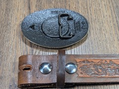 Vintage ~ John Wayne Hand Tooled Leather Belt w/ Solid Brass JW American Buckle