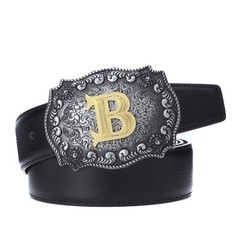 Western Cowboy Rodeo Belt Buckle for Men & Women, Alphabet Initials A-Z, Stylish