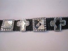 FACETED CRYSTALS RELIGIOUS CROSS & STUDS BELT BUCKLE & LEATHER BELT – BBA-28