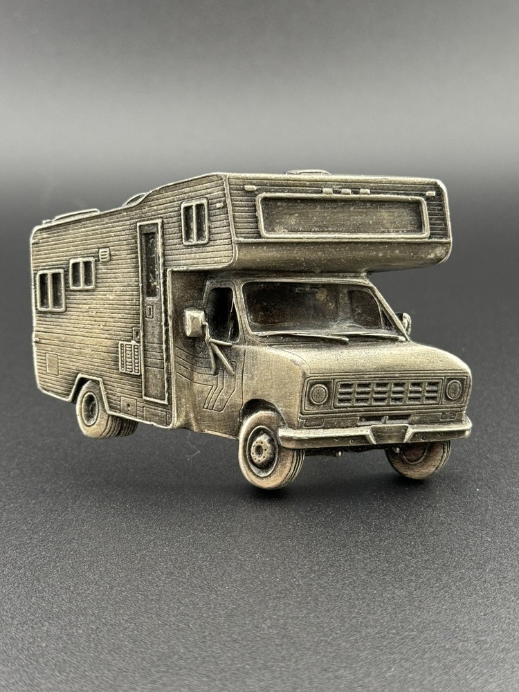 1979 Bergamot RV Motorhome Belt Buckle Vintage Camper Heavy 3D Relief Sculptural