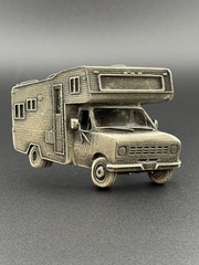 1979 Bergamot RV Motorhome Belt Buckle Vintage Camper Heavy 3D Relief Sculptural