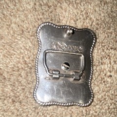 Silver Tone Western Floral Engraved Heart Pink Rhinestone Clip Buckle 1.5&Prime;