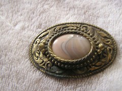 Vintage Belt Buckle with Cream Colored Stone