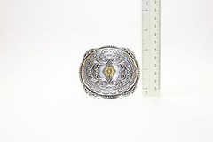 Southern Style Metal Belt Buckle with Flower Imprint