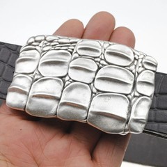 Croco Look Belt Buckle Antique Silver – Textured Embossed, For DIY Belts