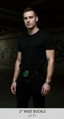 Men Silver Metal Belt Buckle Skulls Green Biker Motorcycle Fashion Round Rocker