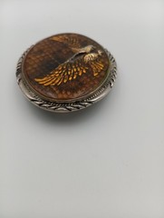 SSI Diamondback Ratter Flying Eagle Amber Resin Belt Buckle Free Ship! T1299