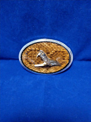 Rattlesnake Skin Belt Buckle w/Faux Head and Epoxy Overlay made in USA