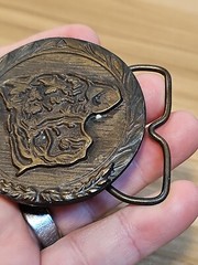 Vintage 1976 Western Cow Stamped G & H Metal Brass ? Belt Buckle