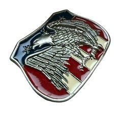 Patriotic USA Flag Belt Buckle Screaming Eagle Metal Enamel Vintage