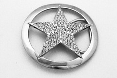 New Men Women CowboyTexas Star Belt buckle Silver Metal Iced Style Rhinestones