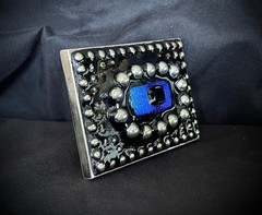 Belt Buckle Industrial Brutalist Blue Stone Beaded Texture OOAK Darren McNeese