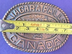 VTG COPPER TONE NIAGARA FALLS BELT BUCKLE CANADA SOUVENIR METAL waterfalls EUC!