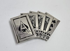 Casino playing cards silver belt buckle Royal Flush Poker belt buckle Ace Spins