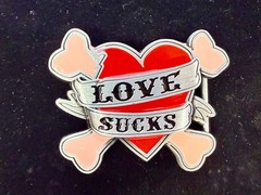 LOVE SUCKS Red Hearts Pink Crossbones Ladies Buckle Rage Belt Buckle