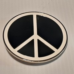 BLACK AND WHITE PEACE SIGN Metal Belt Buckle