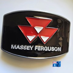 1pc Masey Ferguson Metal Belt Buckle Black & Red 9×5.5cm Suit Belt Width 4cm