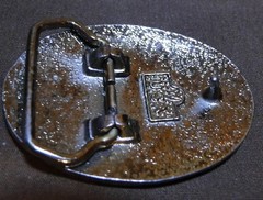 Belt Buckle – Flying Eagle in Flower Wreath – W USA – 2.5 »x1.75 » – 1B