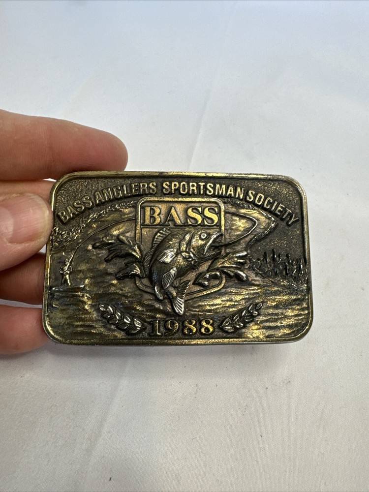 Bass anglers sportsman society belt buckle 1988 Exclusive American Buckle Co