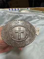Five Vintage Belt Buckles with Unique Designs, Crosses, etc