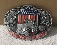 AMERICAN TRUCKER FLAG USA SEMI TRUCK EAGLE BIG RIG BELT BUCKLE
